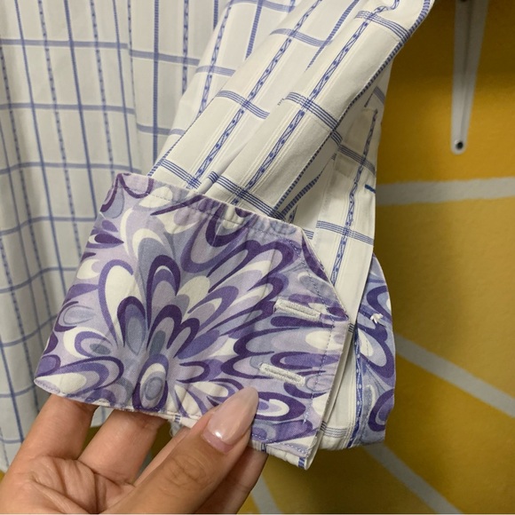 Robert Graham White & Blue Striped Button Up Long Sleeve Size Large (42 16 1/2) - Picture 6 of 12